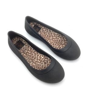 Crocs Mammoth Black Leopard Lined Ballet Flats 9